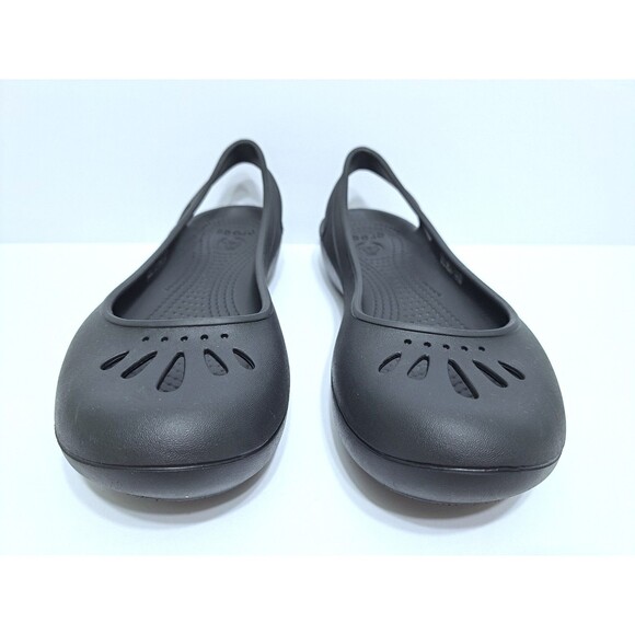 Crocs Women's 9 Thea Slingback Black Slip On Ballet Flat Comfort Shoes 11701 - Picture 6 of 10